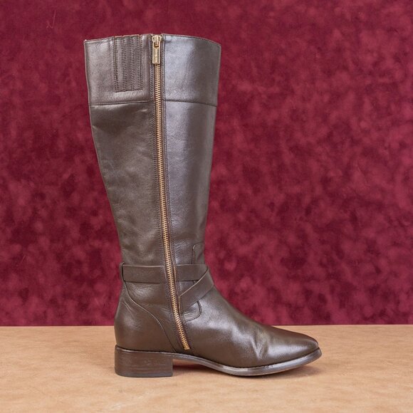 Michael Kors Women Bryce Black Brown Leather Riding Equestrian Knee Boots sz 8.5 - Picture 9 of 9